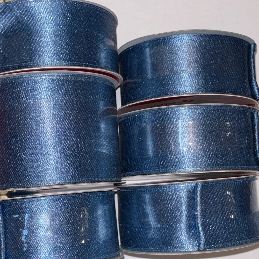 Cornflower Blue Satin Ribbon Wired Ribbon set of 6 Light blue Satin Ribbon